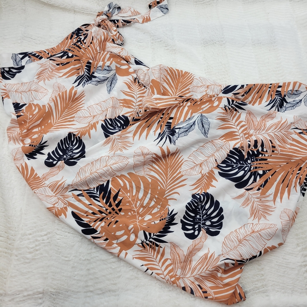 Botanical print F21 wrap skirt